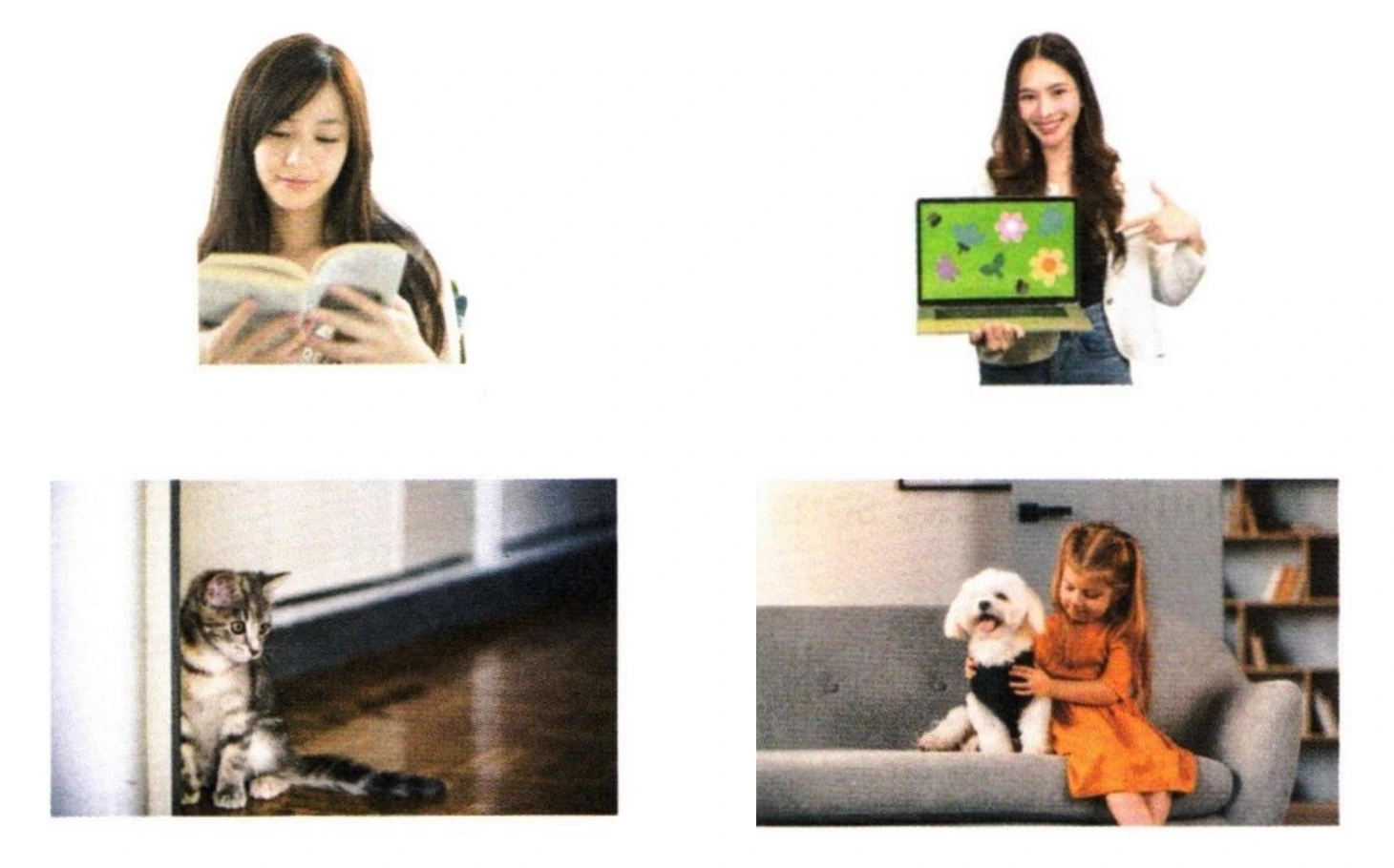 Câu đọc 11 đến 13 - hình A đến D